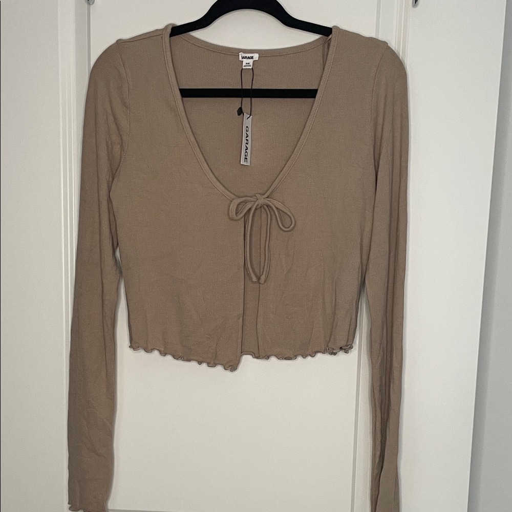 Garage Tan Long Sleeve Crop Top